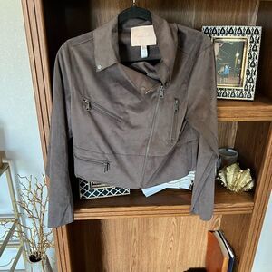 HUTCH FAUX SUEDE MOTO JACKET